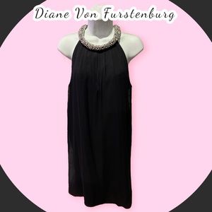 Diane Von Furstenberg silk mini black Lainey dress NWOT